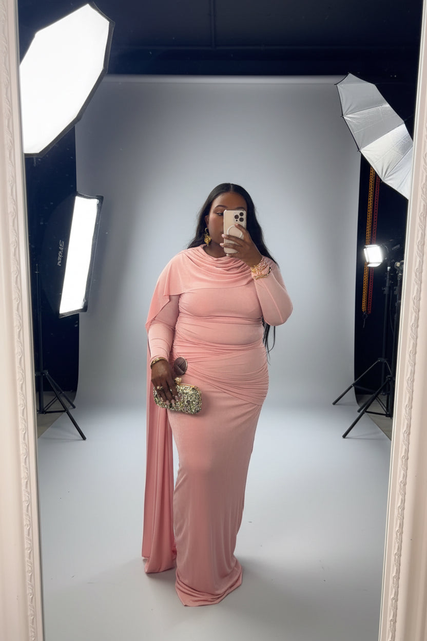 DRAPE DRESS PINK BLUSH