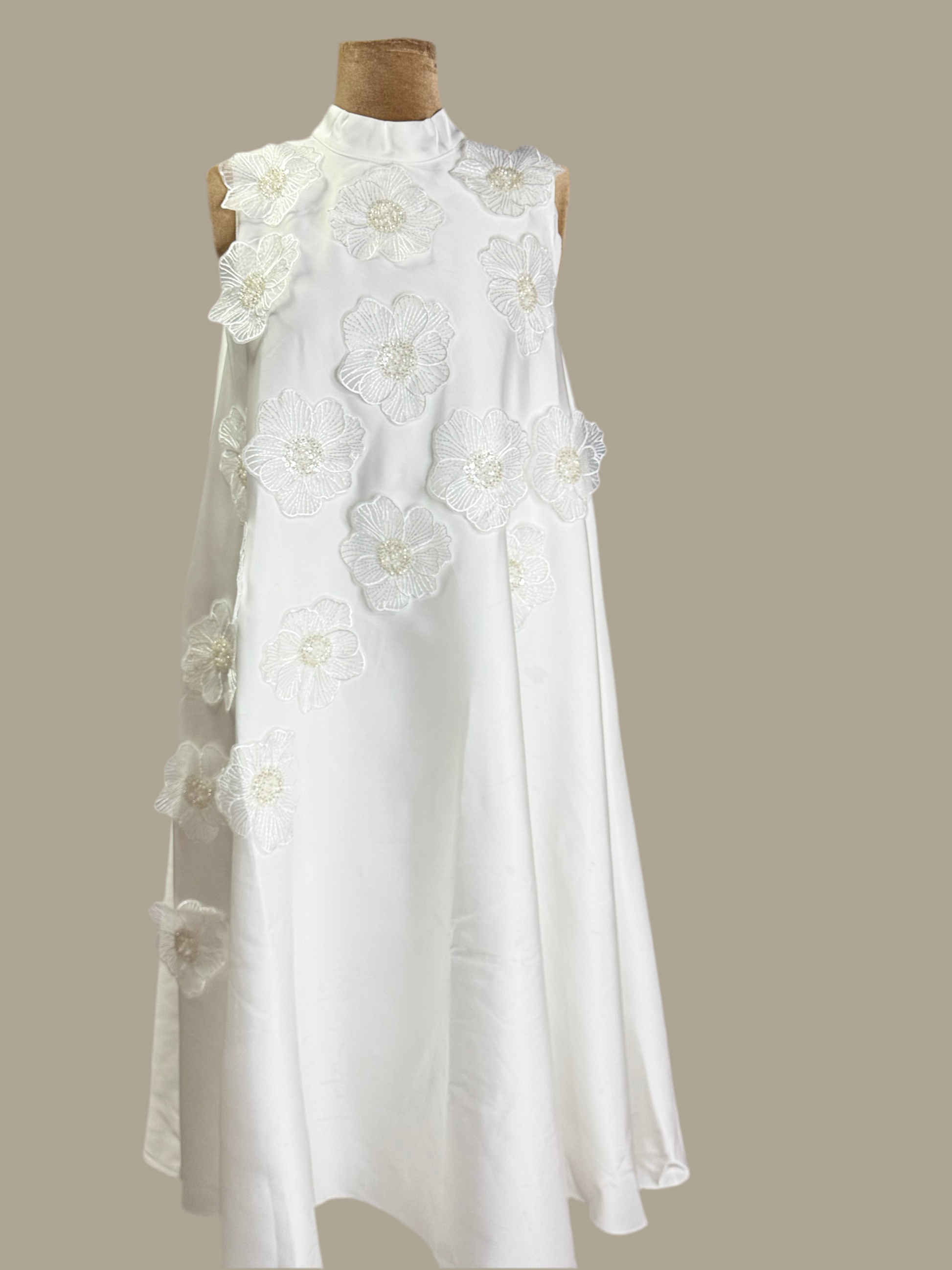 Flowery White Long Dress