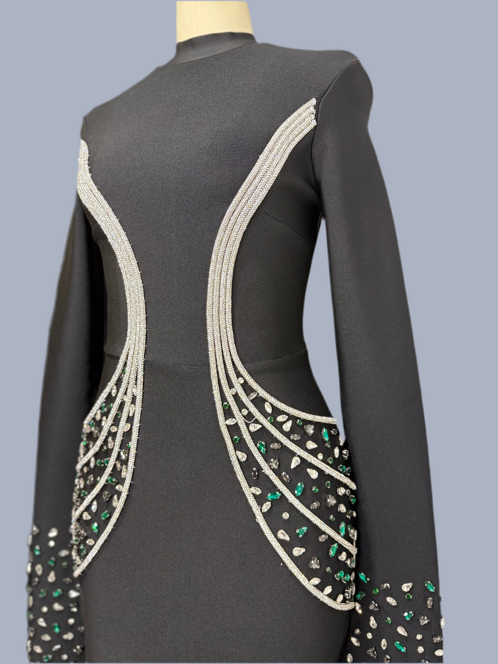 High beaded long bandage dress