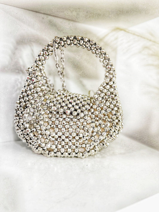 Beaded silver purse