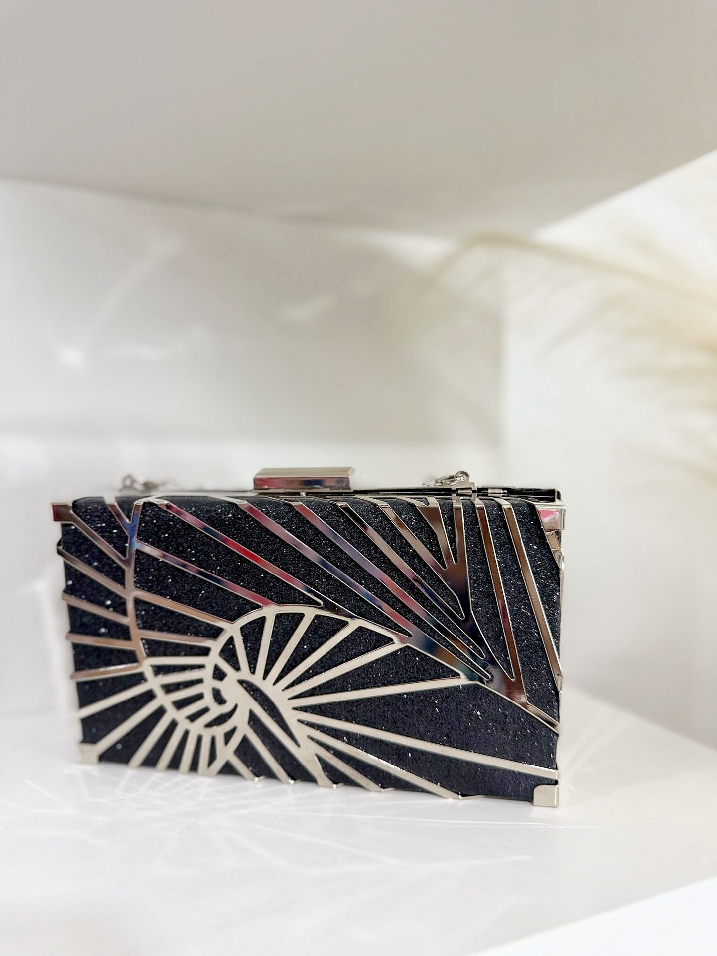 Silver blue clutch purse bag