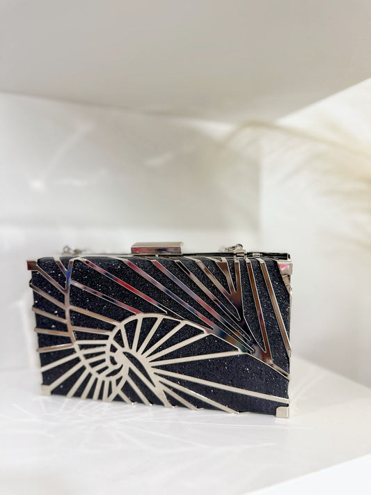 Silver blue clutch purse bag