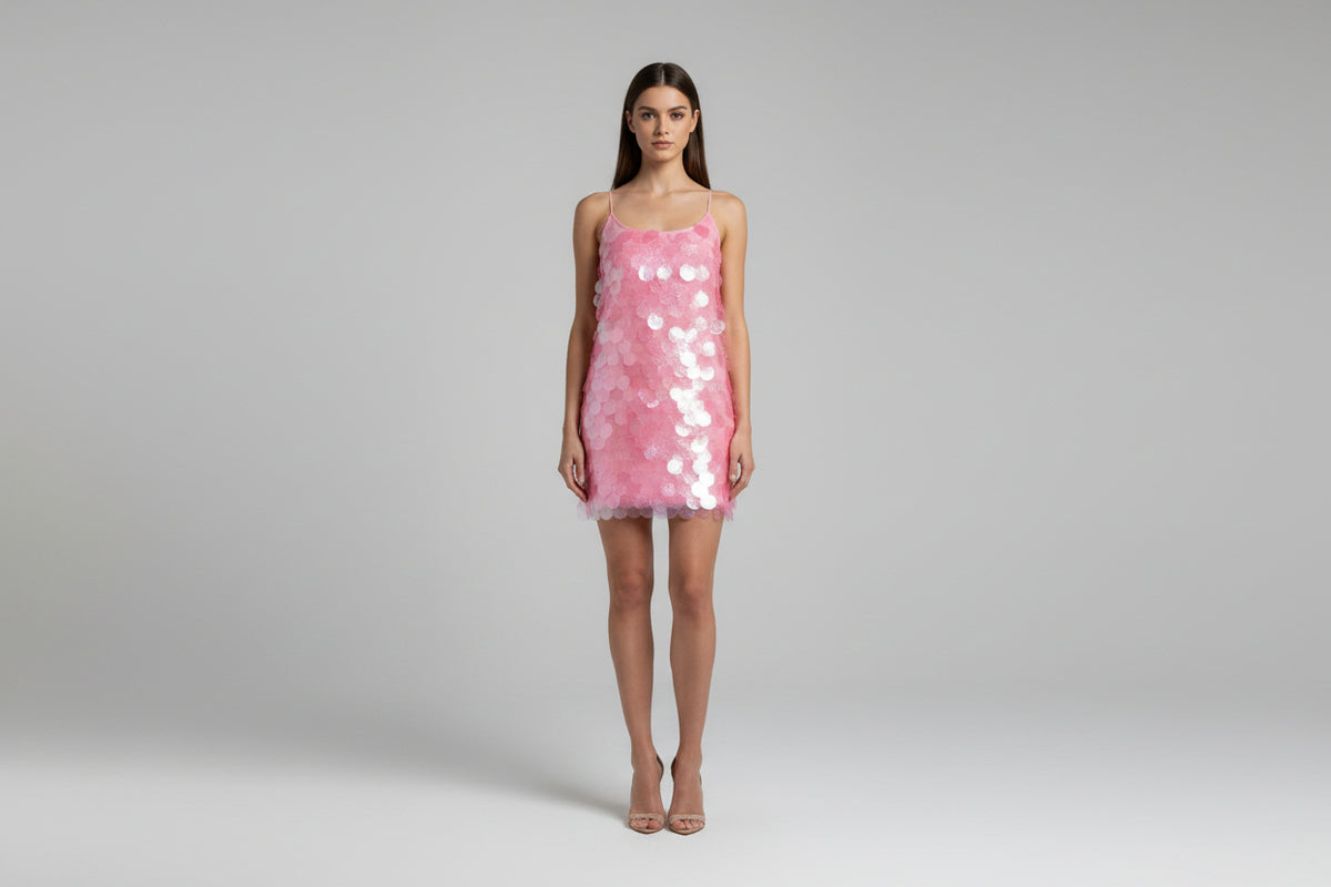 Pink Backless Sequin Dress – pink backless sequin dress, view 2 of 4