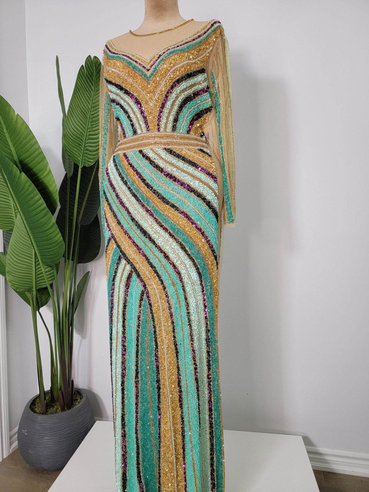 Mia Hand-Beaded Custom Dress – fully hand-beaded custom dress, view 2 of 5