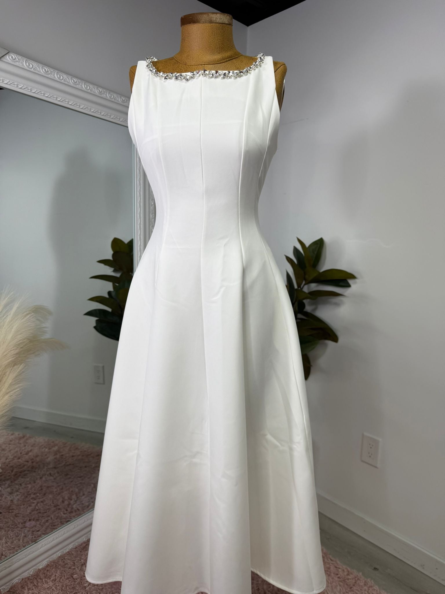 Crystal Elegance Bridal Midi Dress