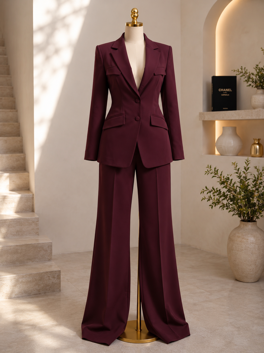BURGUNDY BLAZER SET