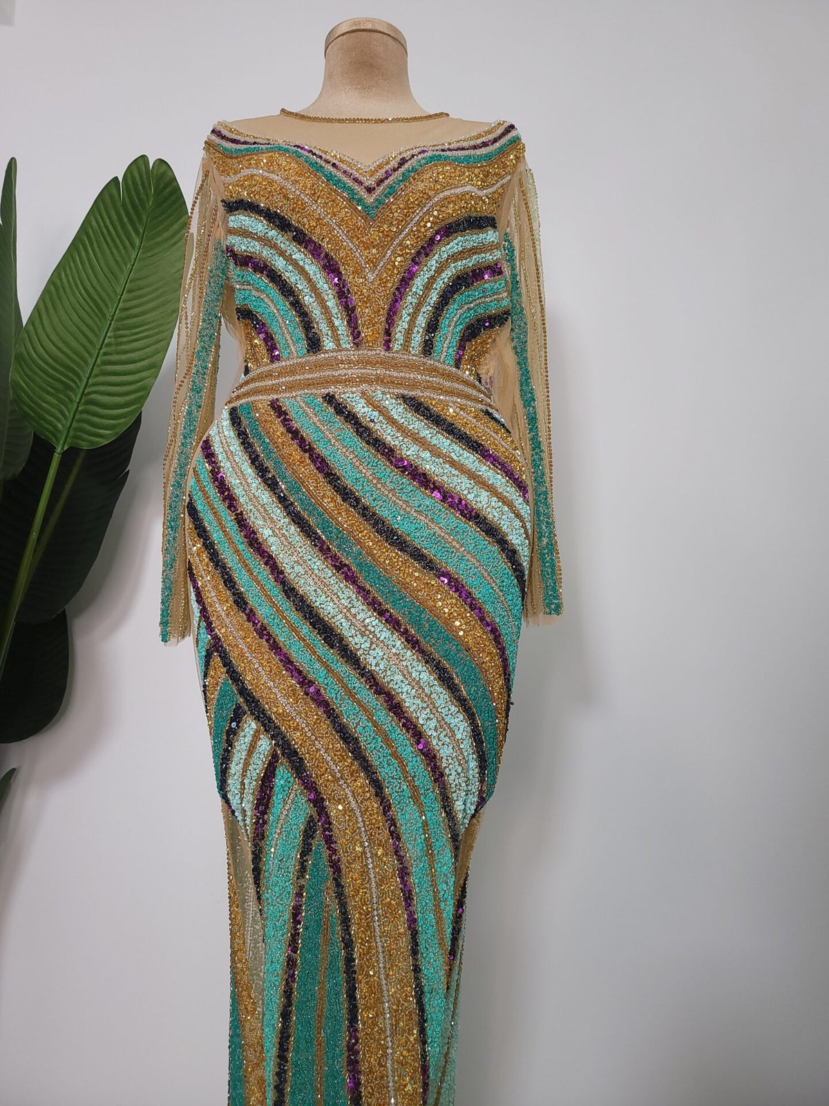 Mia Hand-Beaded Custom Dress – fully hand-beaded custom dress, view 5 of 5