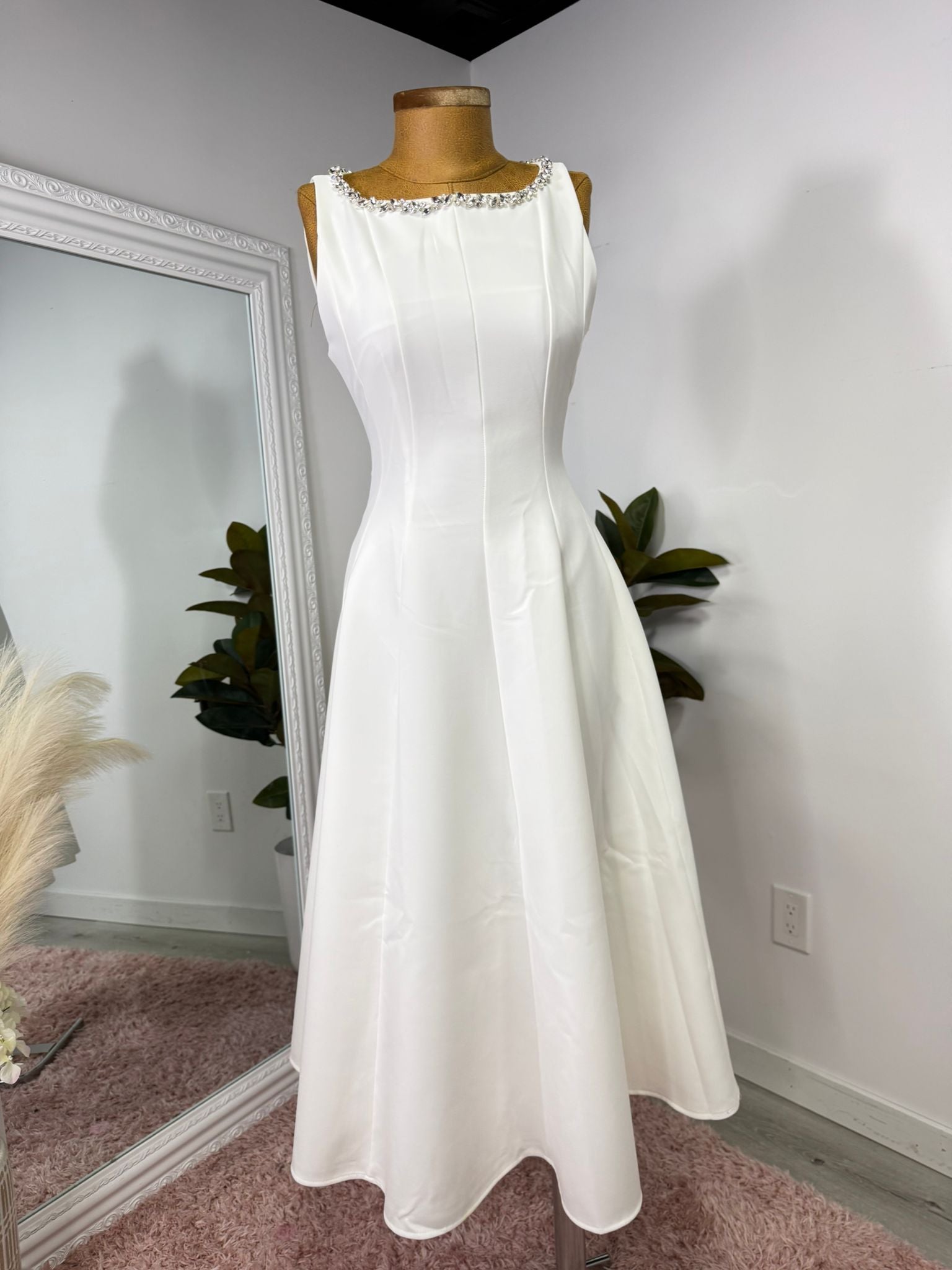 Crystal Elegance Bridal Midi Dress
