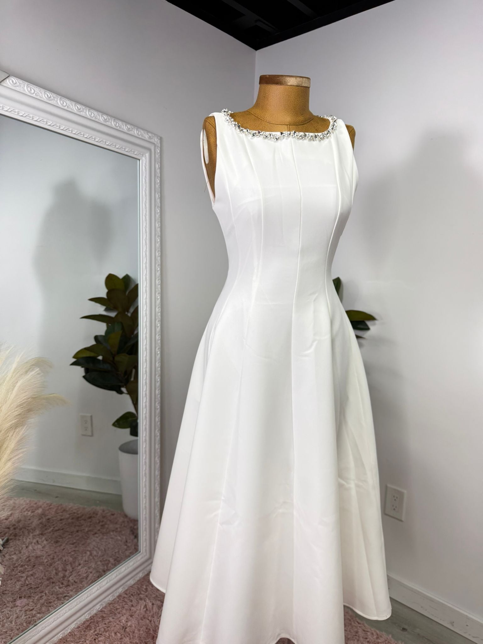 Crystal Elegance Bridal Midi Dress