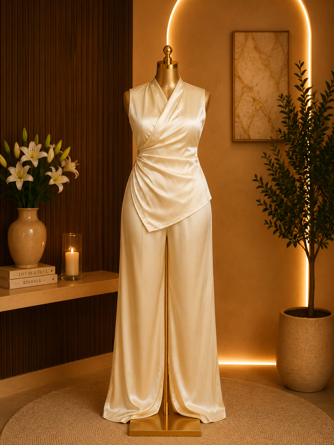 SATIN WRAP TWO-PIECE SET