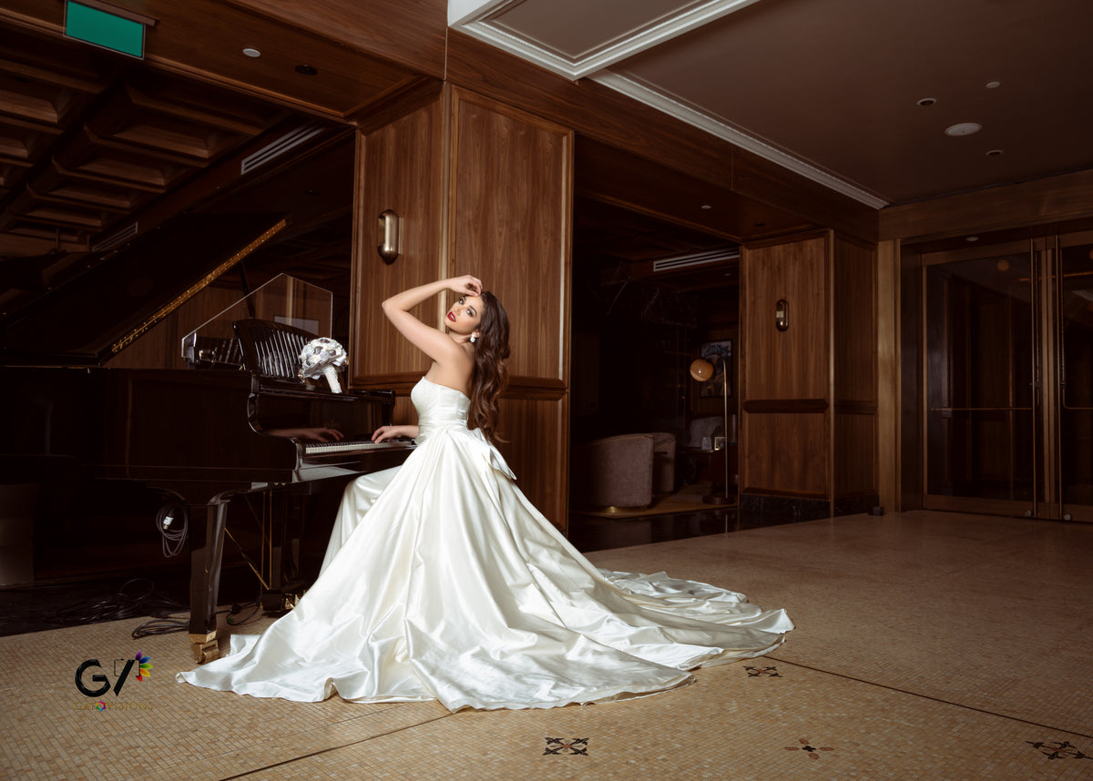 Lora Silk Mermaid Wedding Dress – silk mermaid tube wedding dress, view 3 of 8