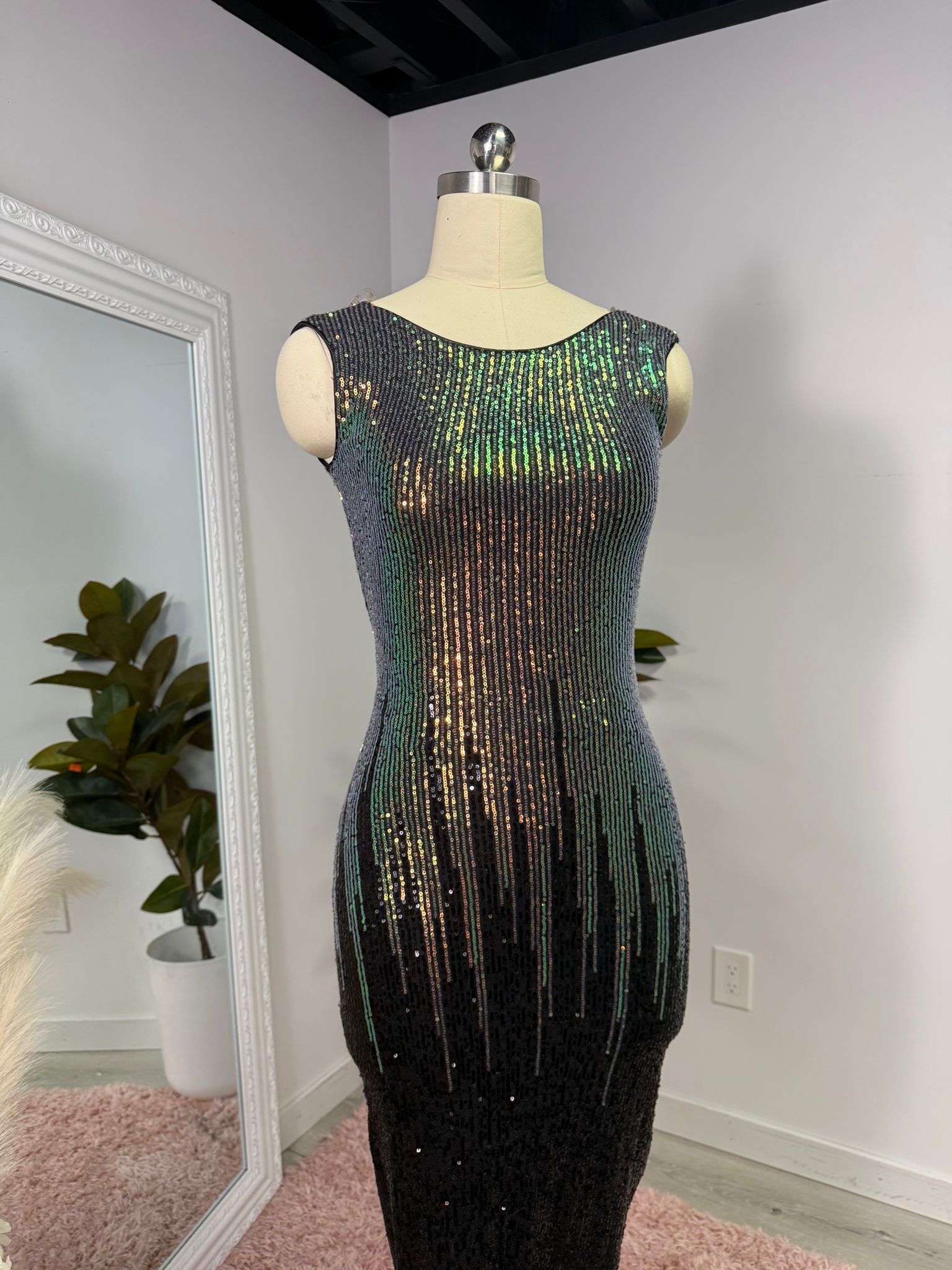 Midnight Aurora Sequin Midi Dress
