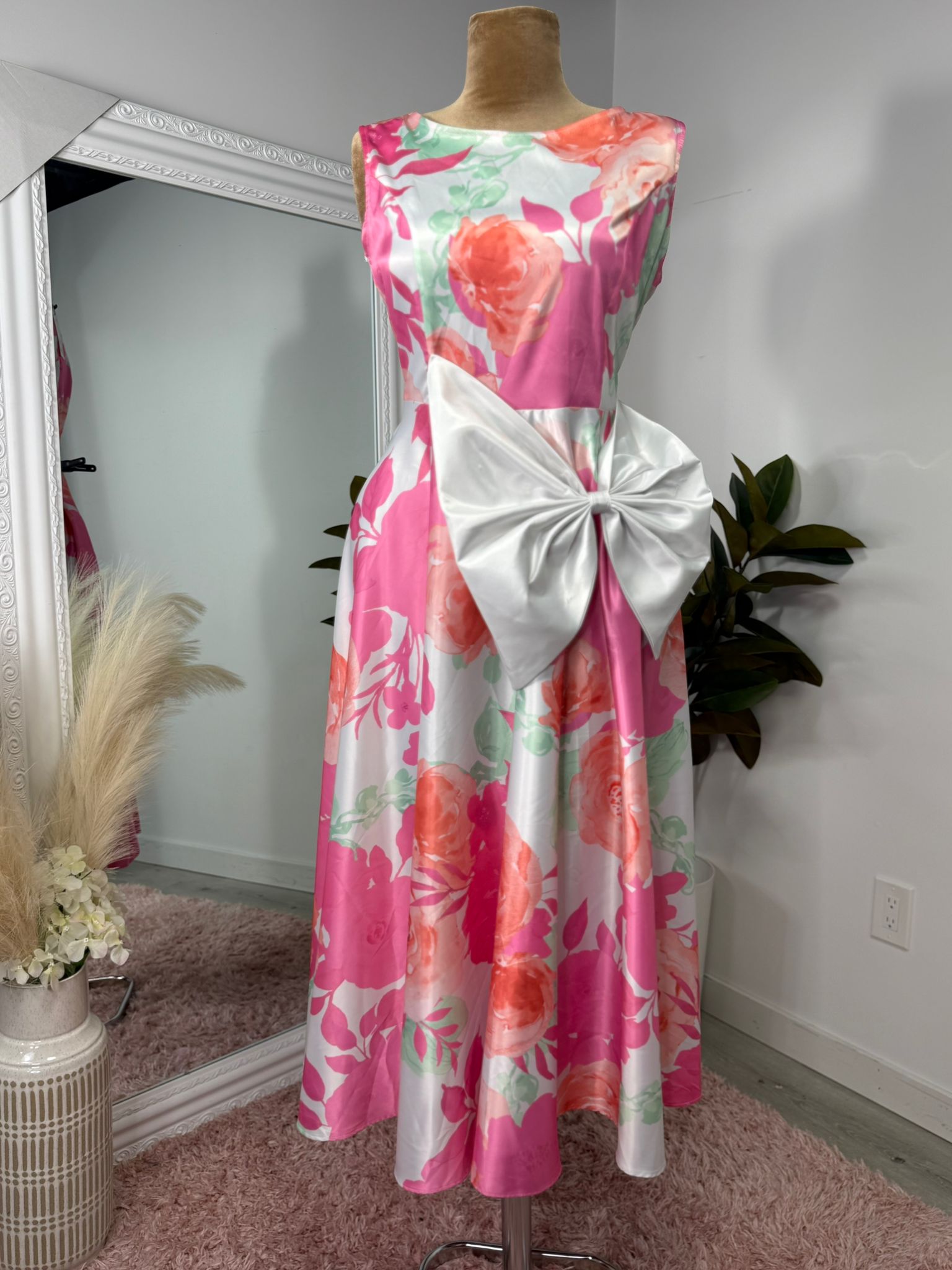 English Rose Bow Midi Dress