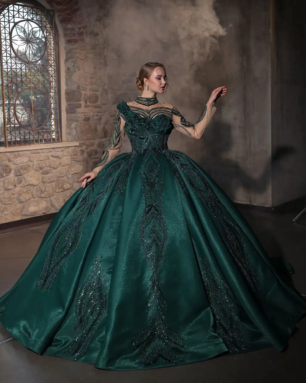 TML Custom Hand-Beaded Ball Dress – custom hand-beaded ball dress in sizes 8 to 50, view 2 of 4