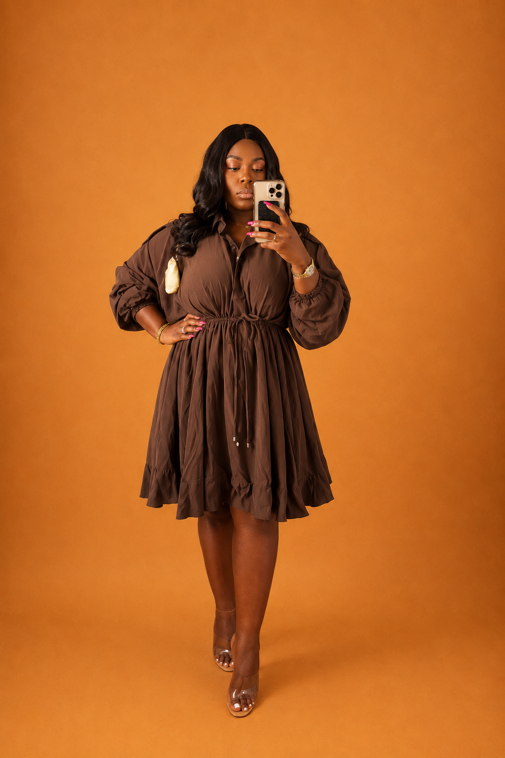 RUFFLE WAIST MINI DRESS
