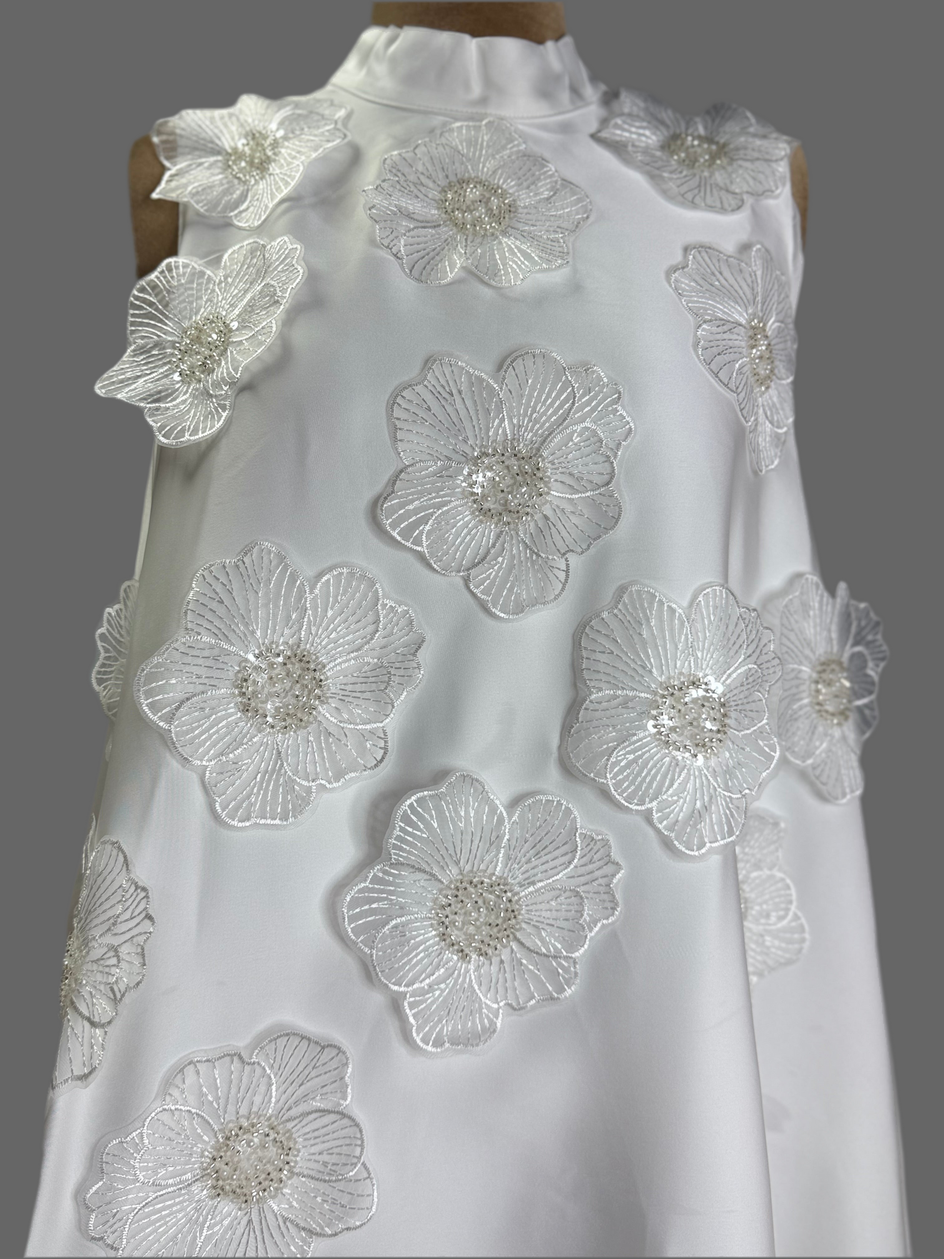 Flowery White Long Dress