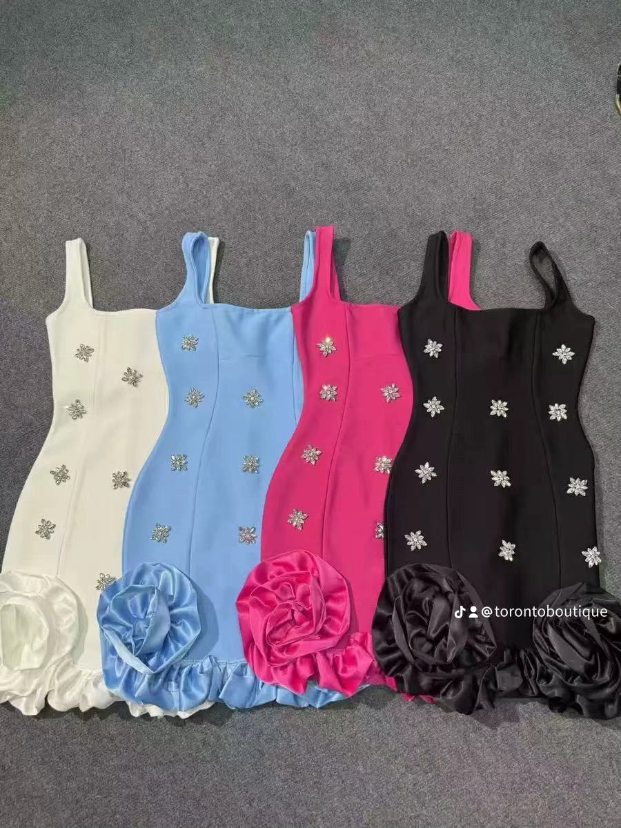 MIDI BANDAGE DRESS WITH SULVER DETAILS