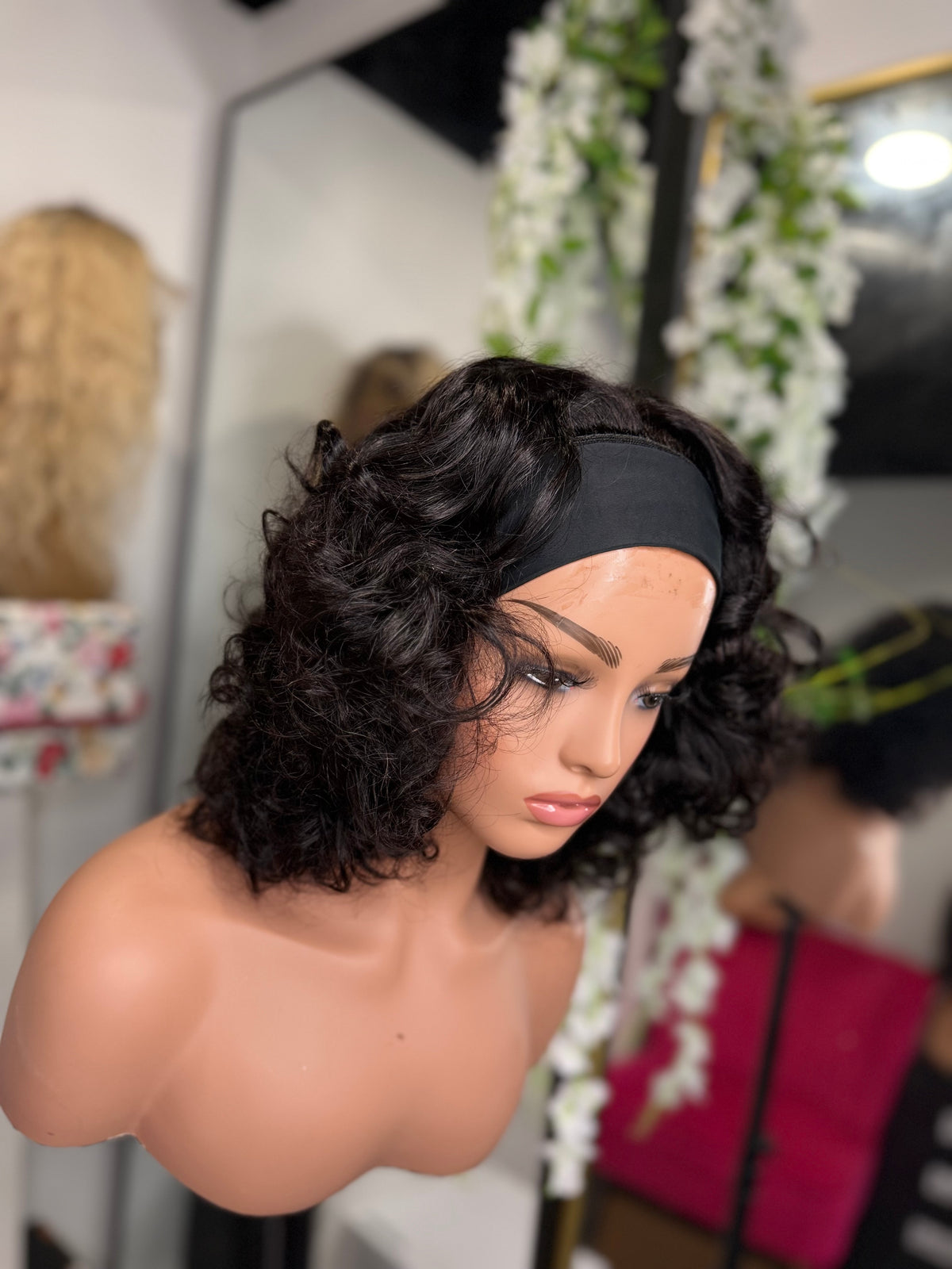 Funmi Curls Band Wig – black curly band wig, view 5 of 5