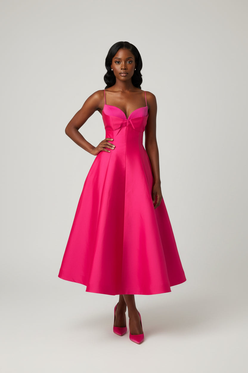 Barbiecore Fuchsia Sweetheart Midi Dress