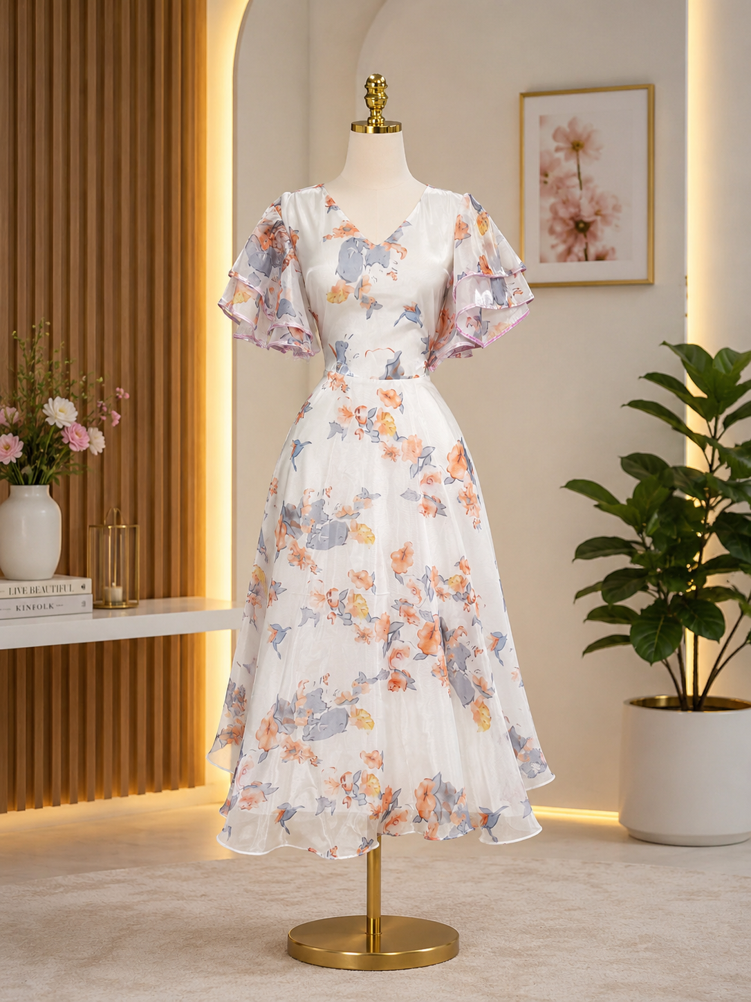 BLOSSOM WHISPER MIDI DRESS