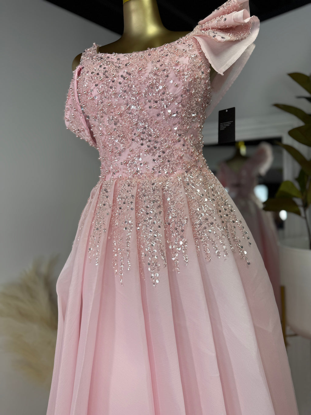 Drape Pink Ball Dress beaded