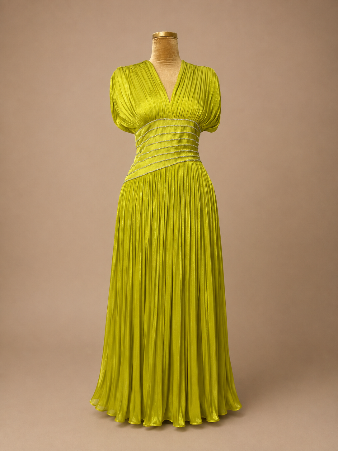 PLEATED EMPIRE MAXI DRESS