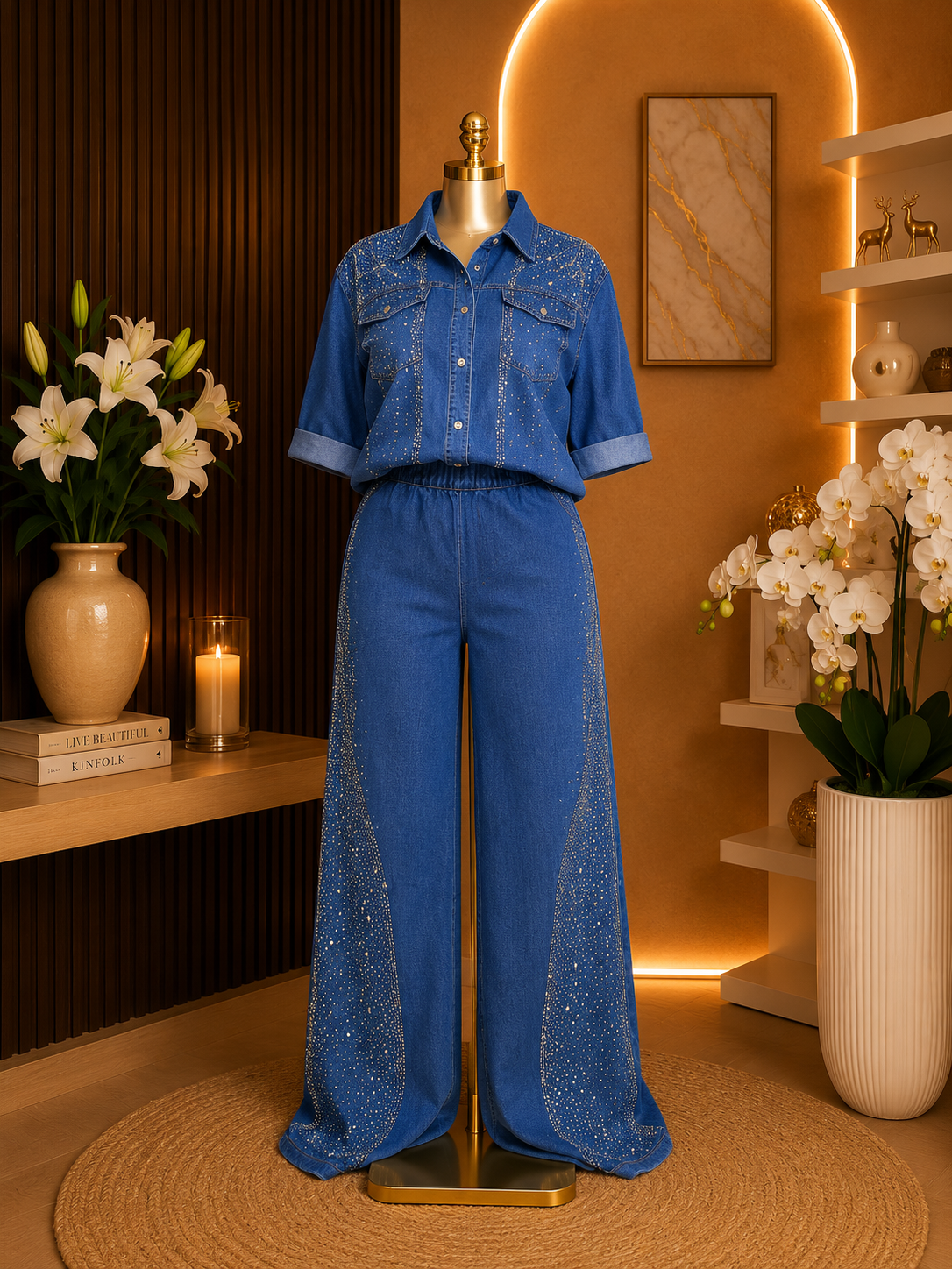 EMBELLISHED DENIM SET