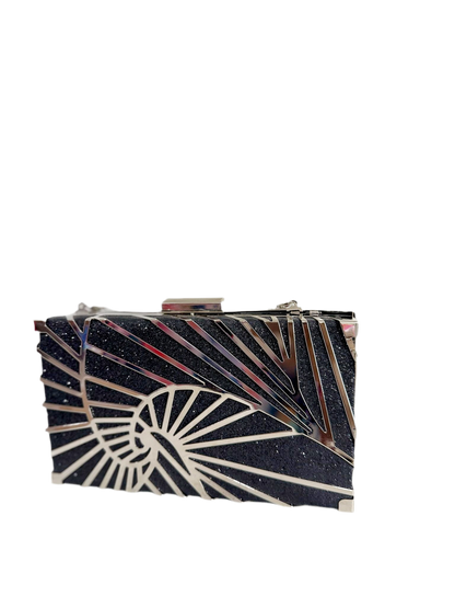 Silver blue clutch purse bag