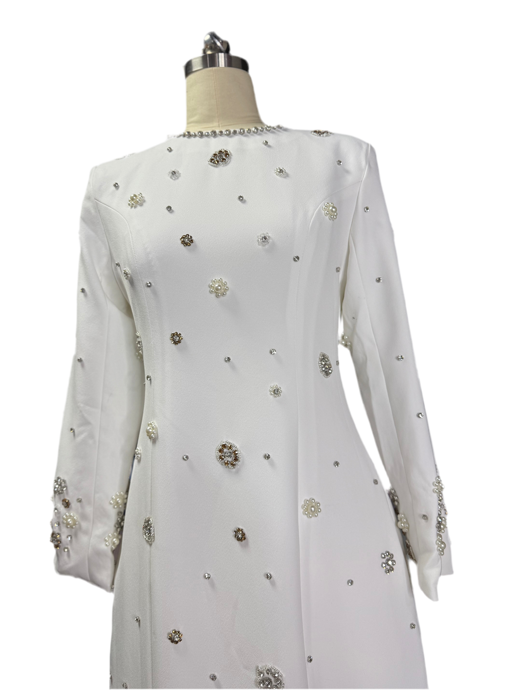 Embelished  Swiss Long white dress with beads
