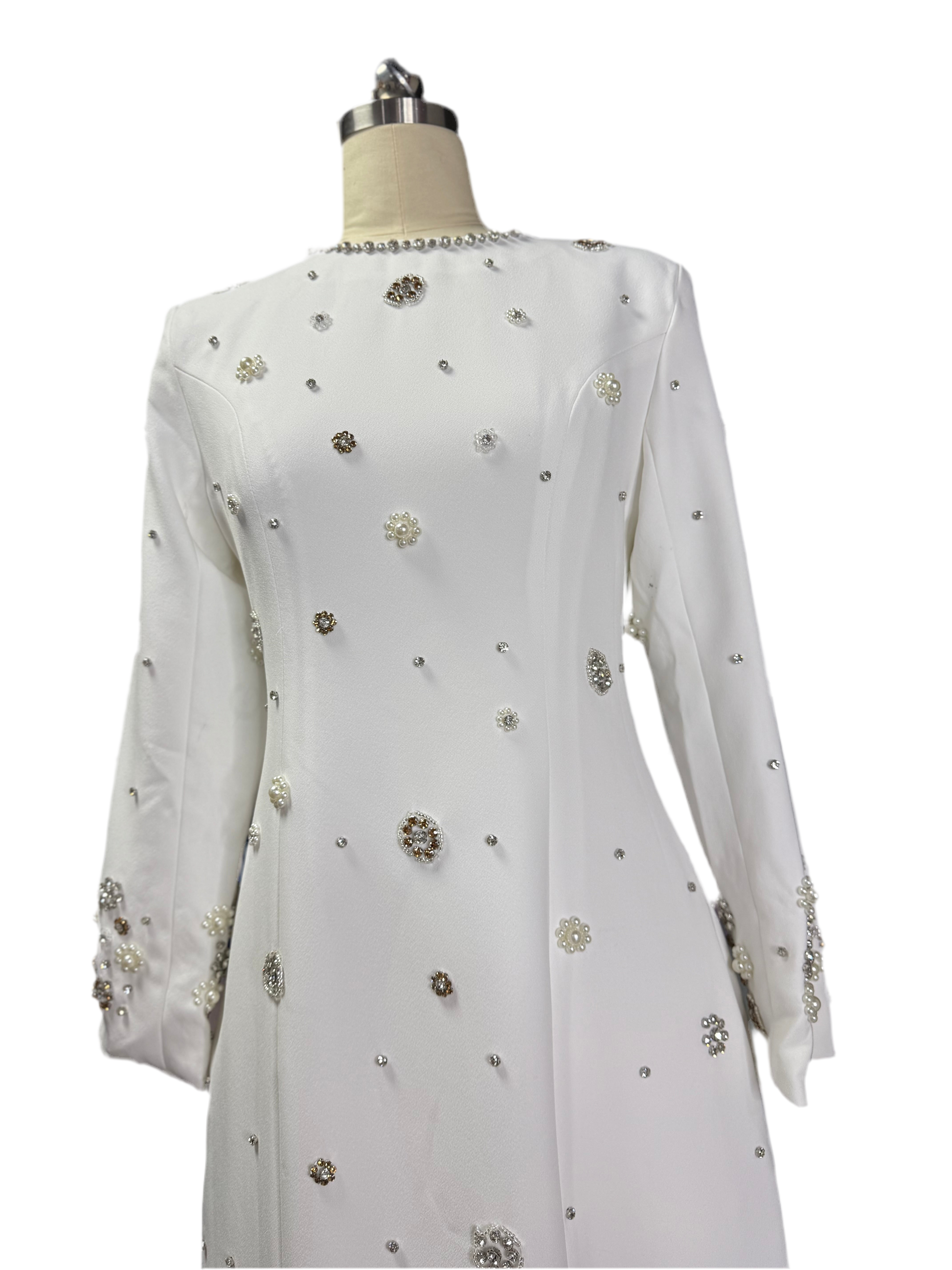 Embelished  Swiss Long white dress with beads