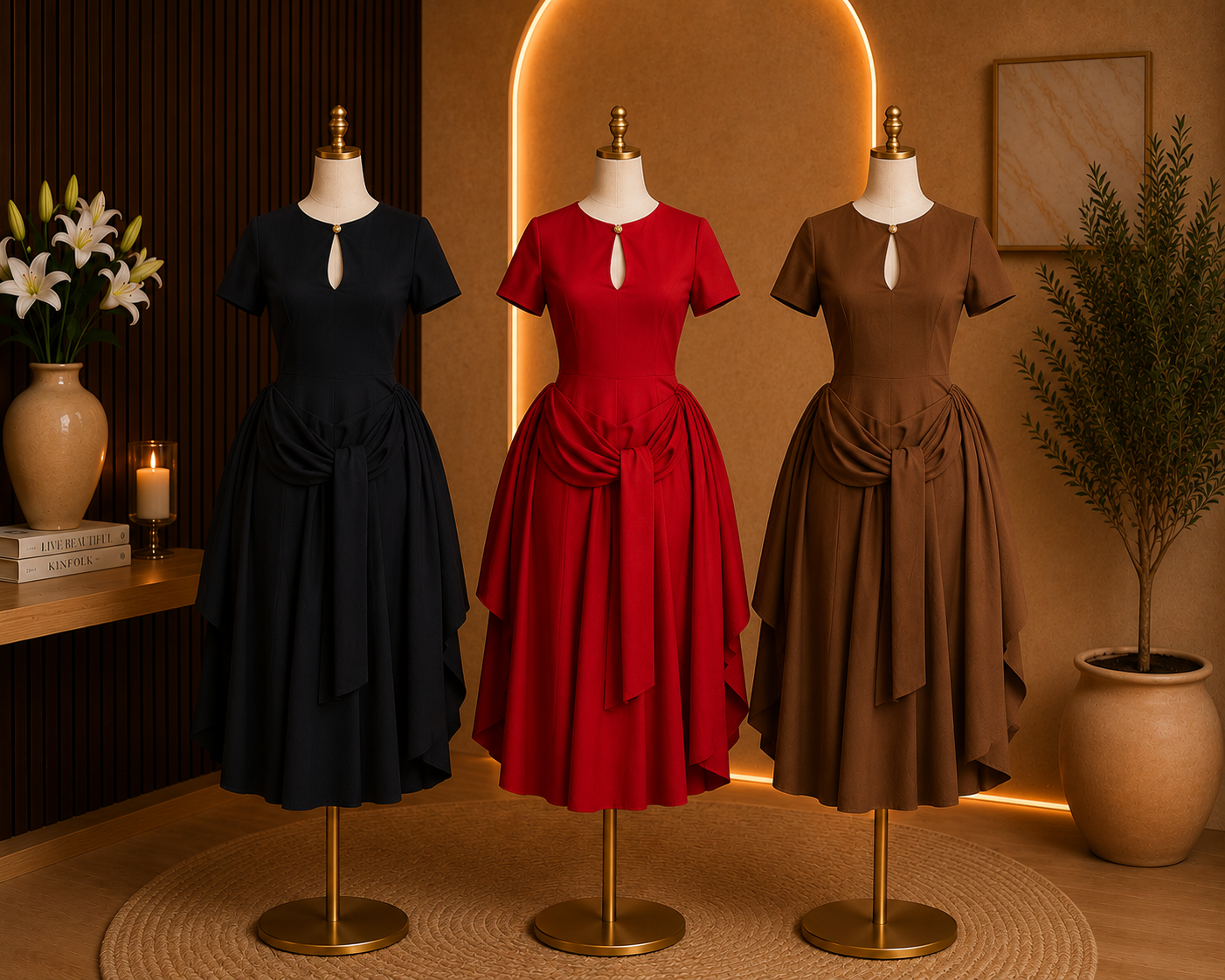 ELEGANT WAIST-TIE MIDI