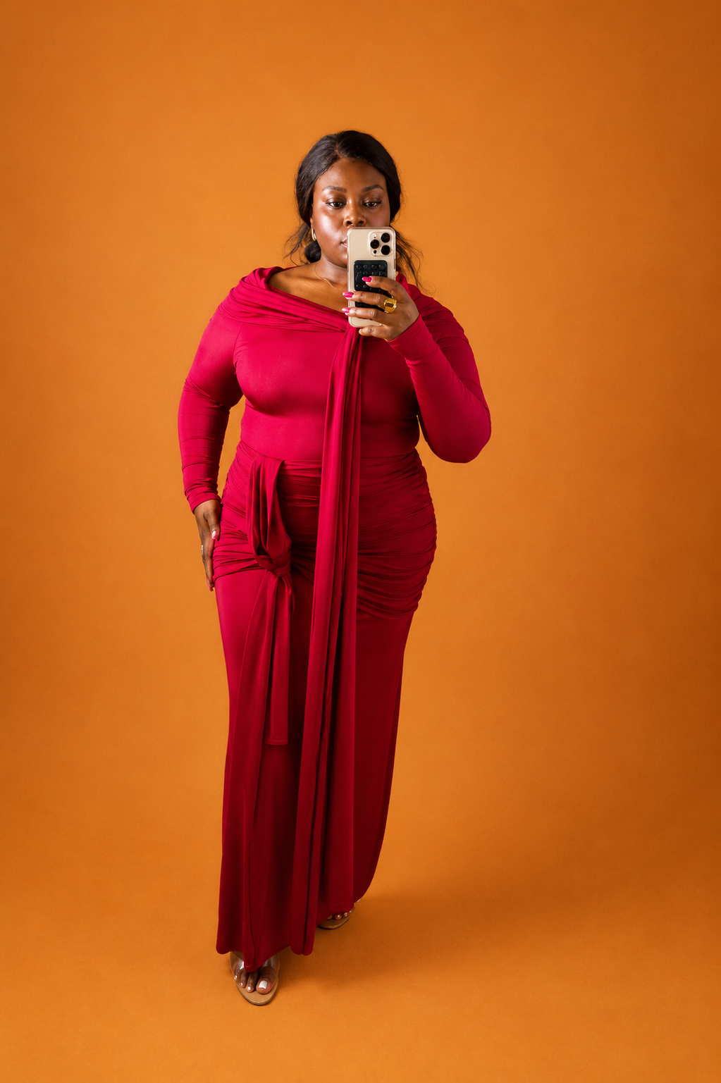 DRAPED RUCHED MAXI DRESS