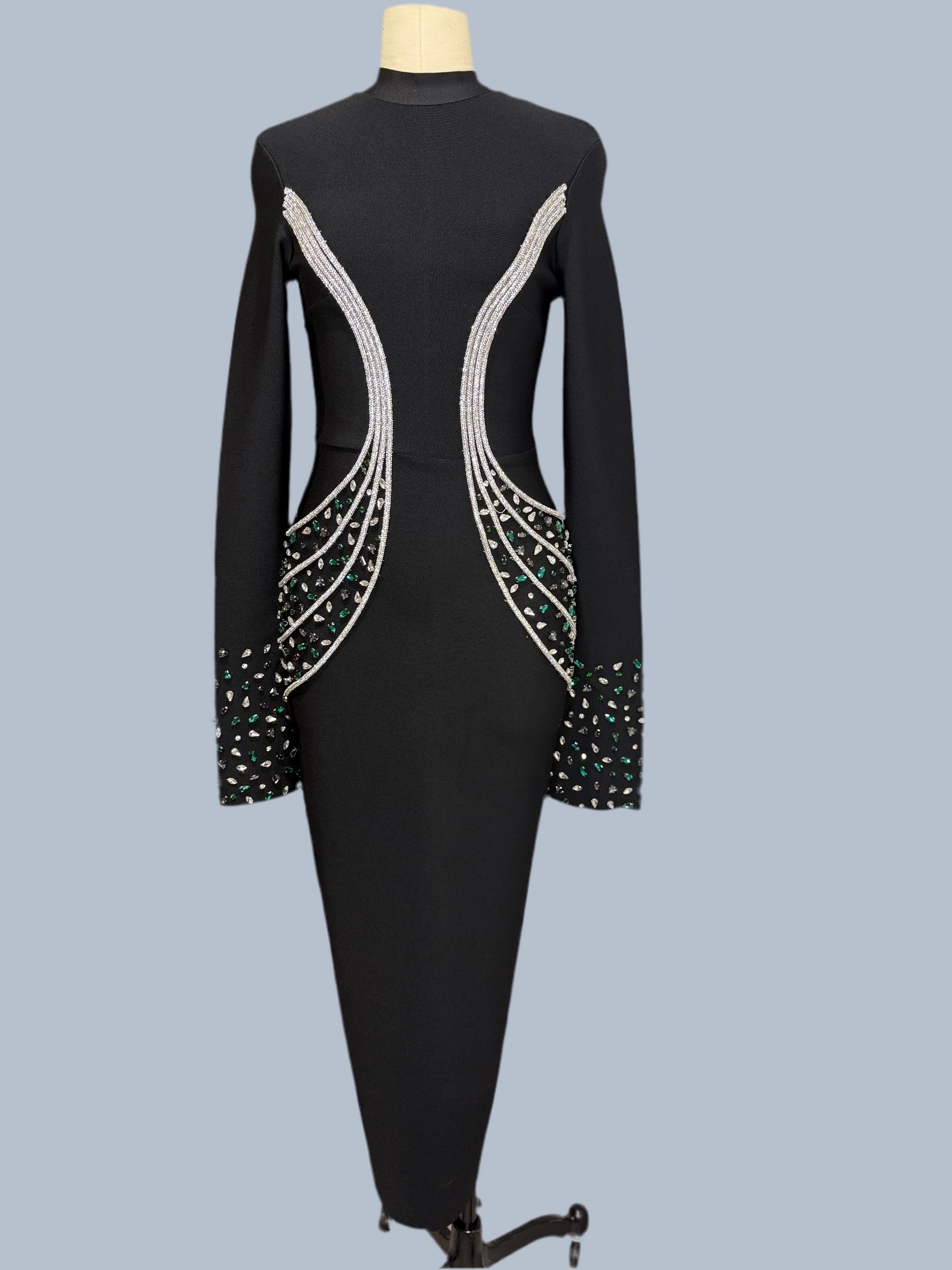 High beaded long bandage dress Black / Medium High beaded long bandage dress Black / Medium