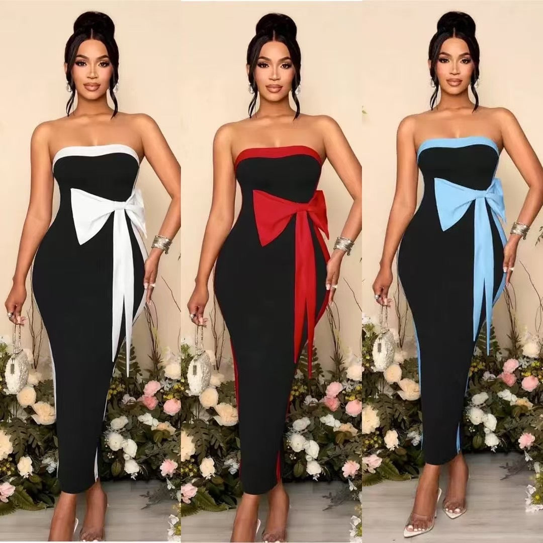 White Black Tube Babdage Dress