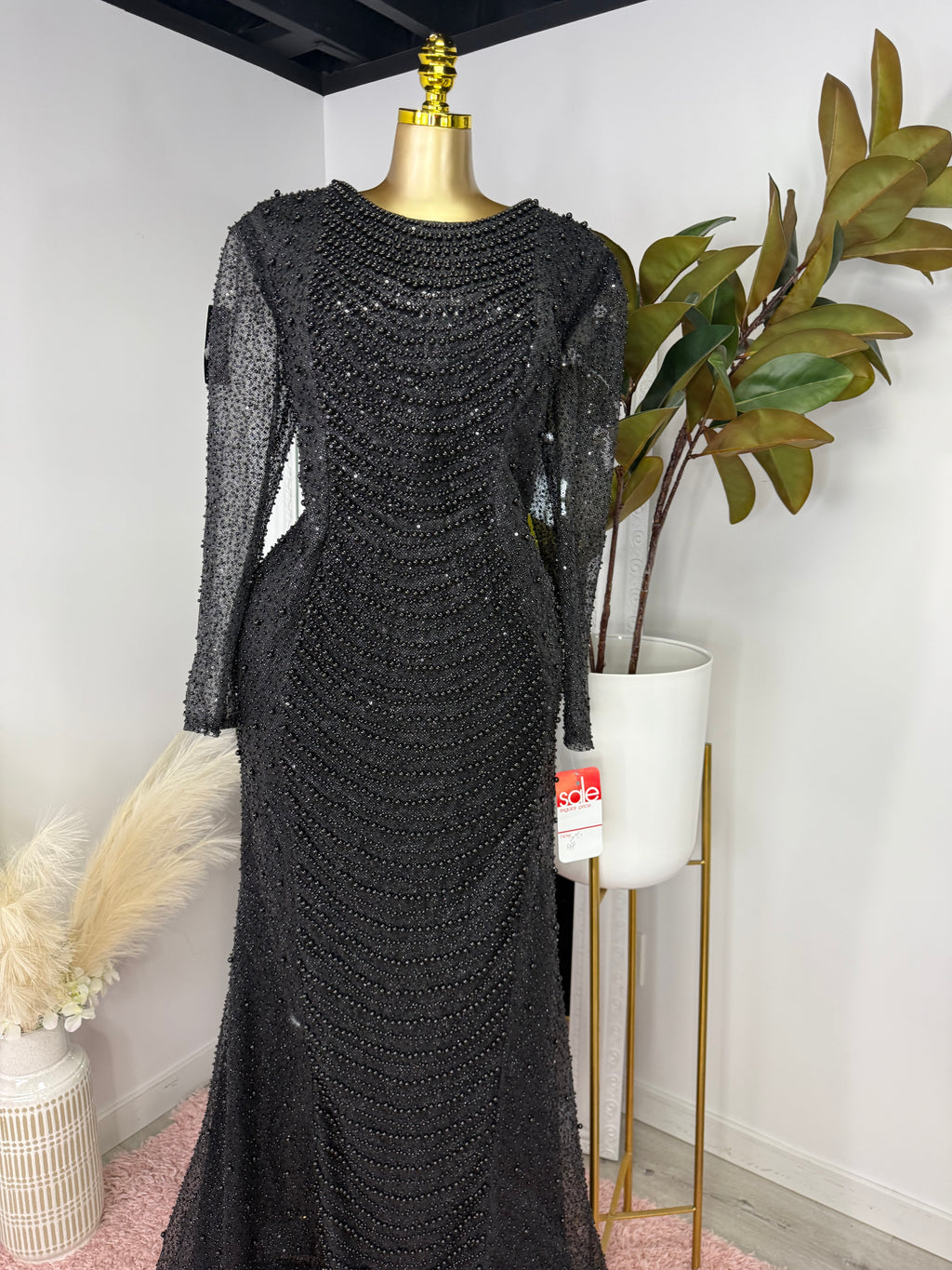 Black Beaded Full hand Made custom dress