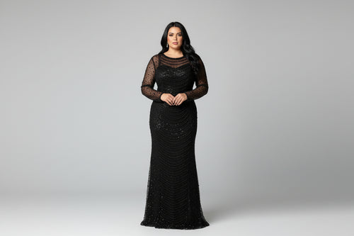 Black hand-beaded lace custom dress – Black Hand-Beaded Custom Dress by House of TML
