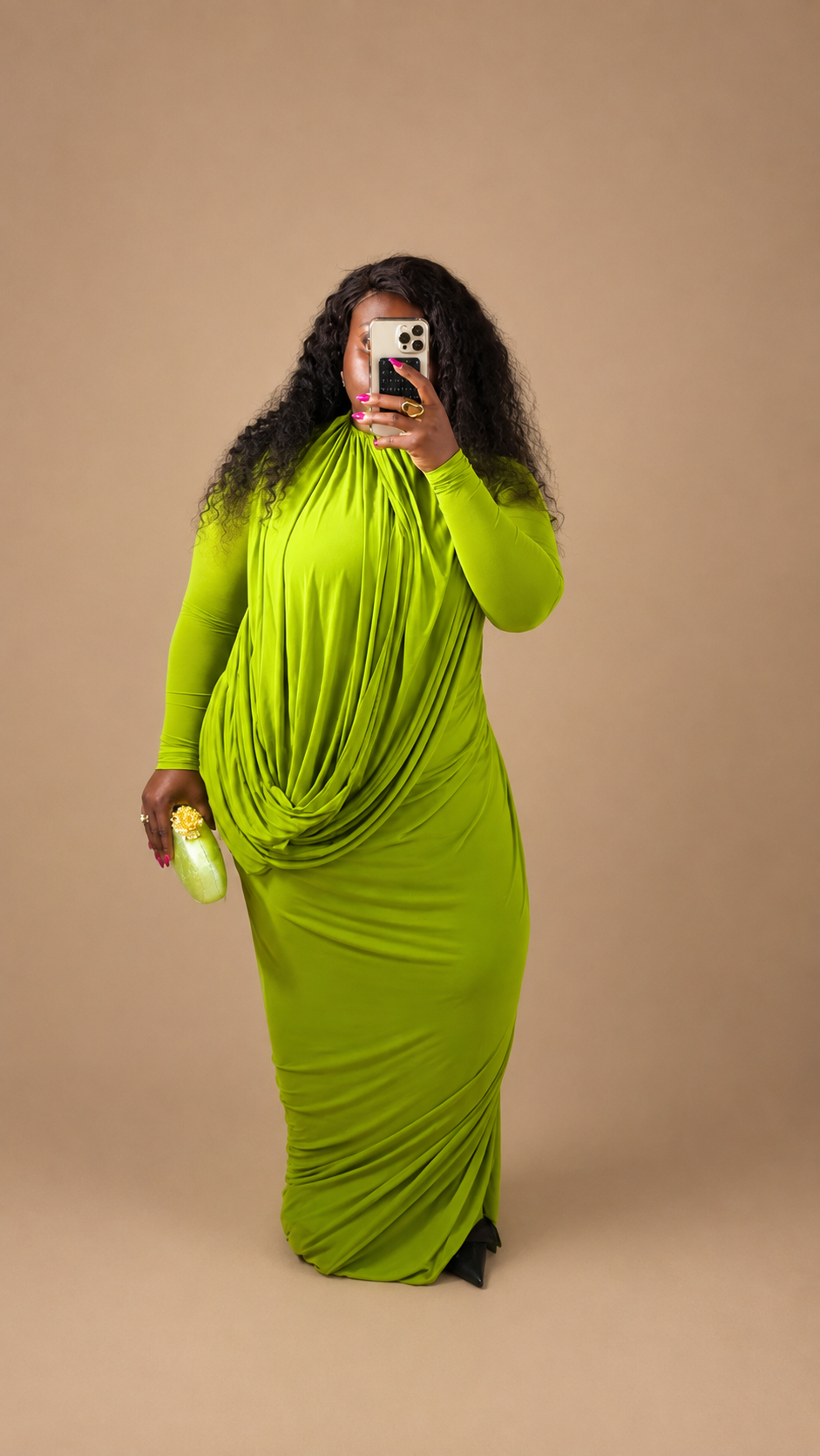 LIME DRAPE MAXI DRESS