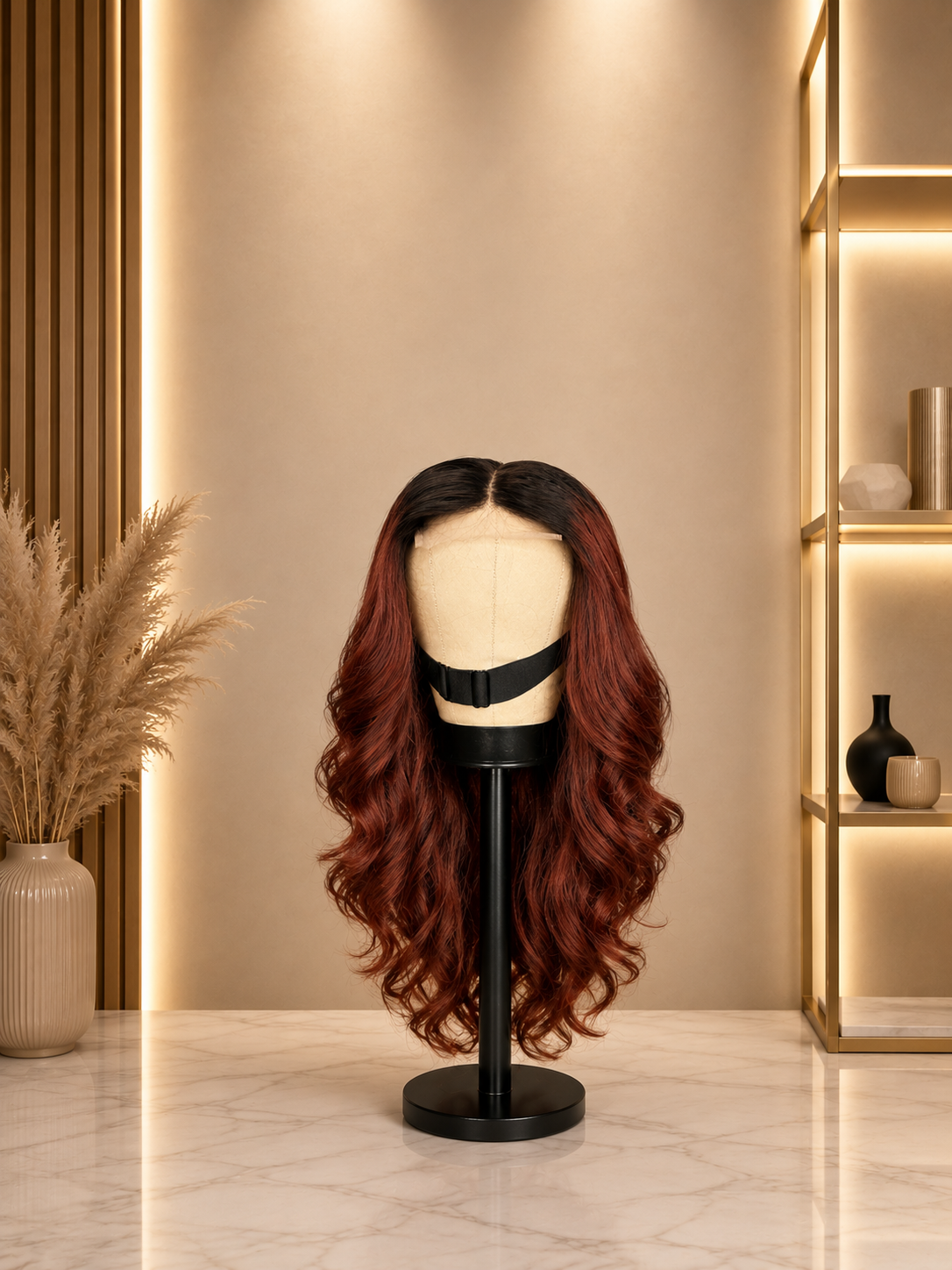 BURGUNDY WAVY LACE WIG