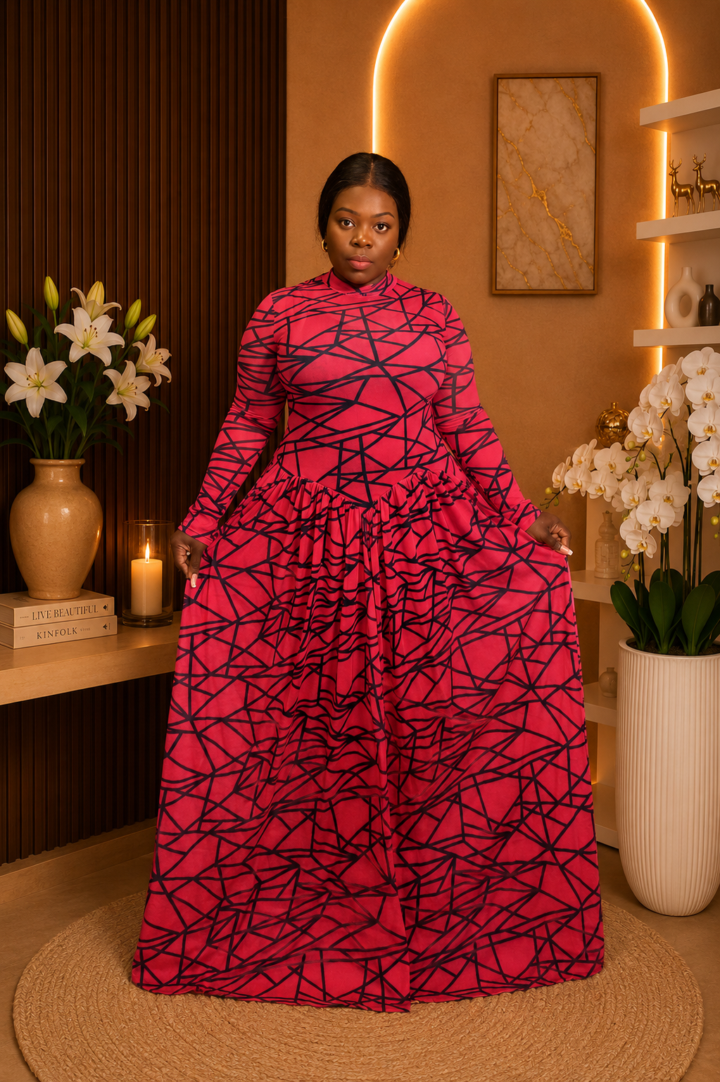 GEOMETRIC PRINT MAXI GOWN