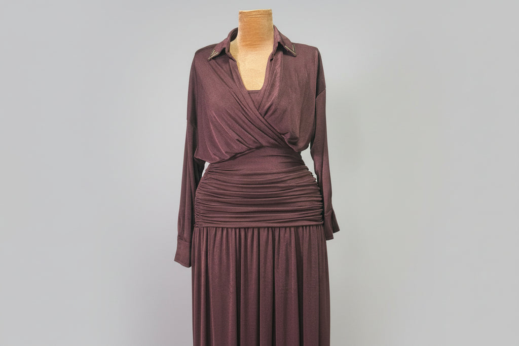 Chocolate Truffle Draped Midi Dress