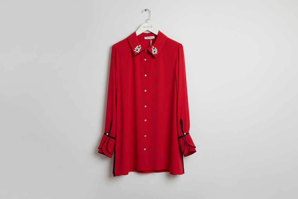 Red Botton down blouse