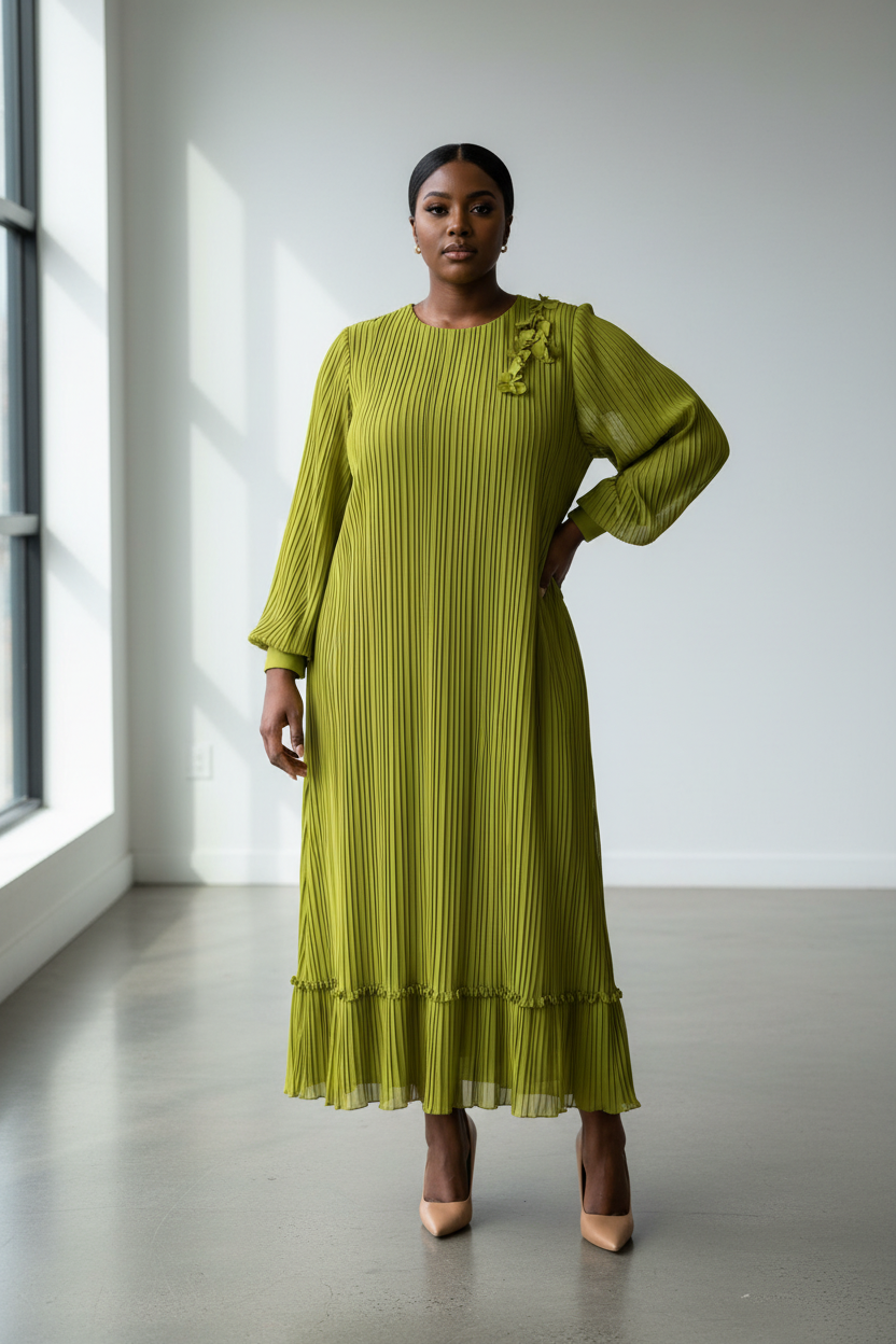 Green Pleated Dress