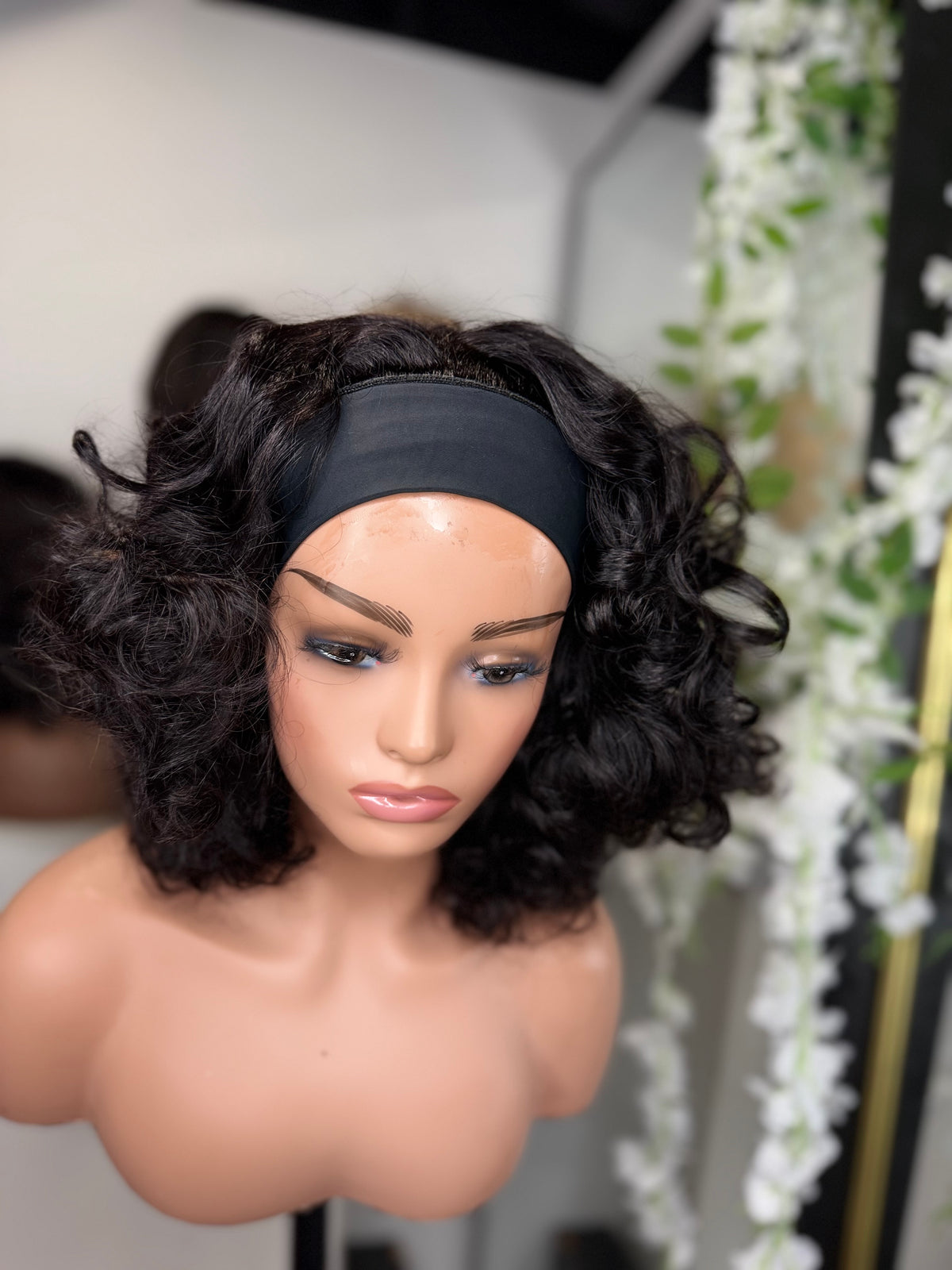 Black curly band wig – Funmi Curls Band Wig by House of TML