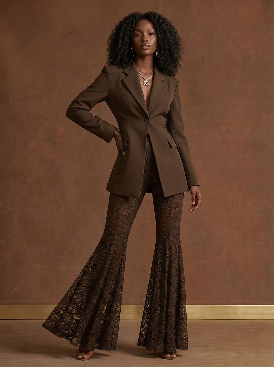 BLAZER SET WITH LACE PANT
