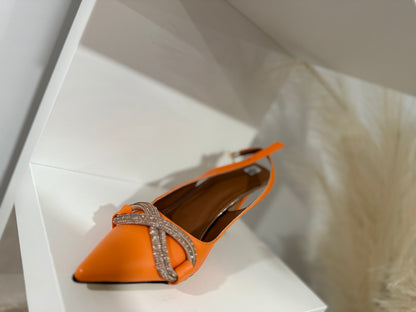1/2inches Orange demark pointed with cross cut details in gold bronze