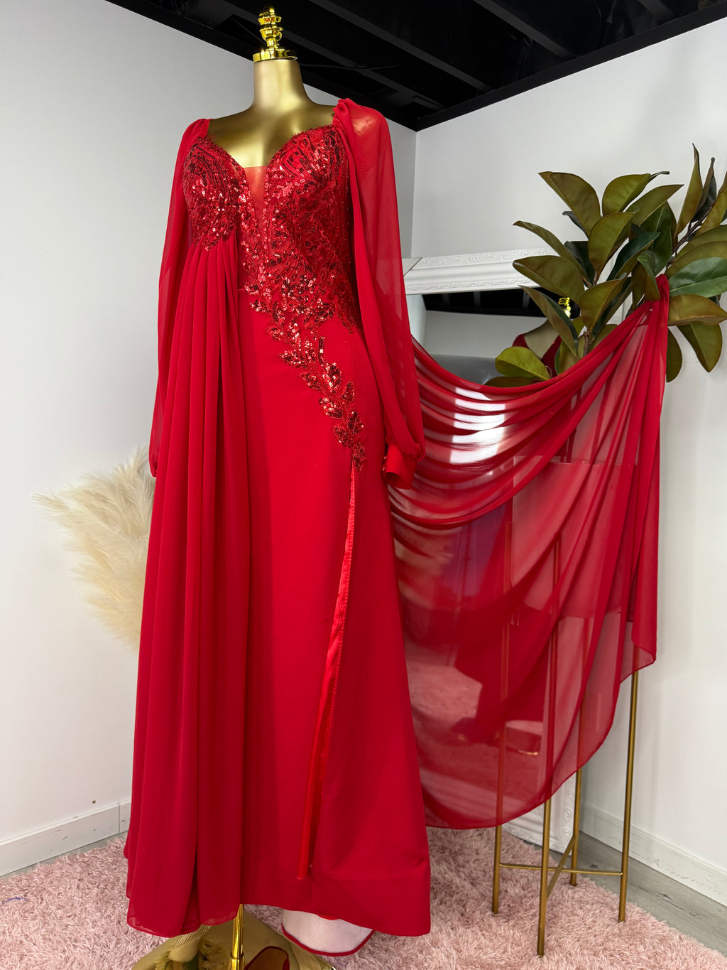 Red Drape Dress