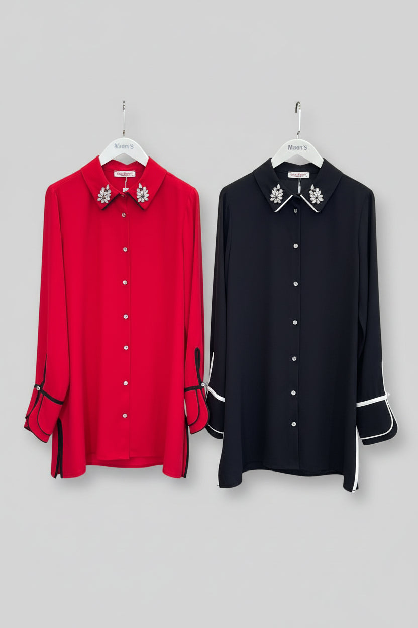 Red Botton down blouse