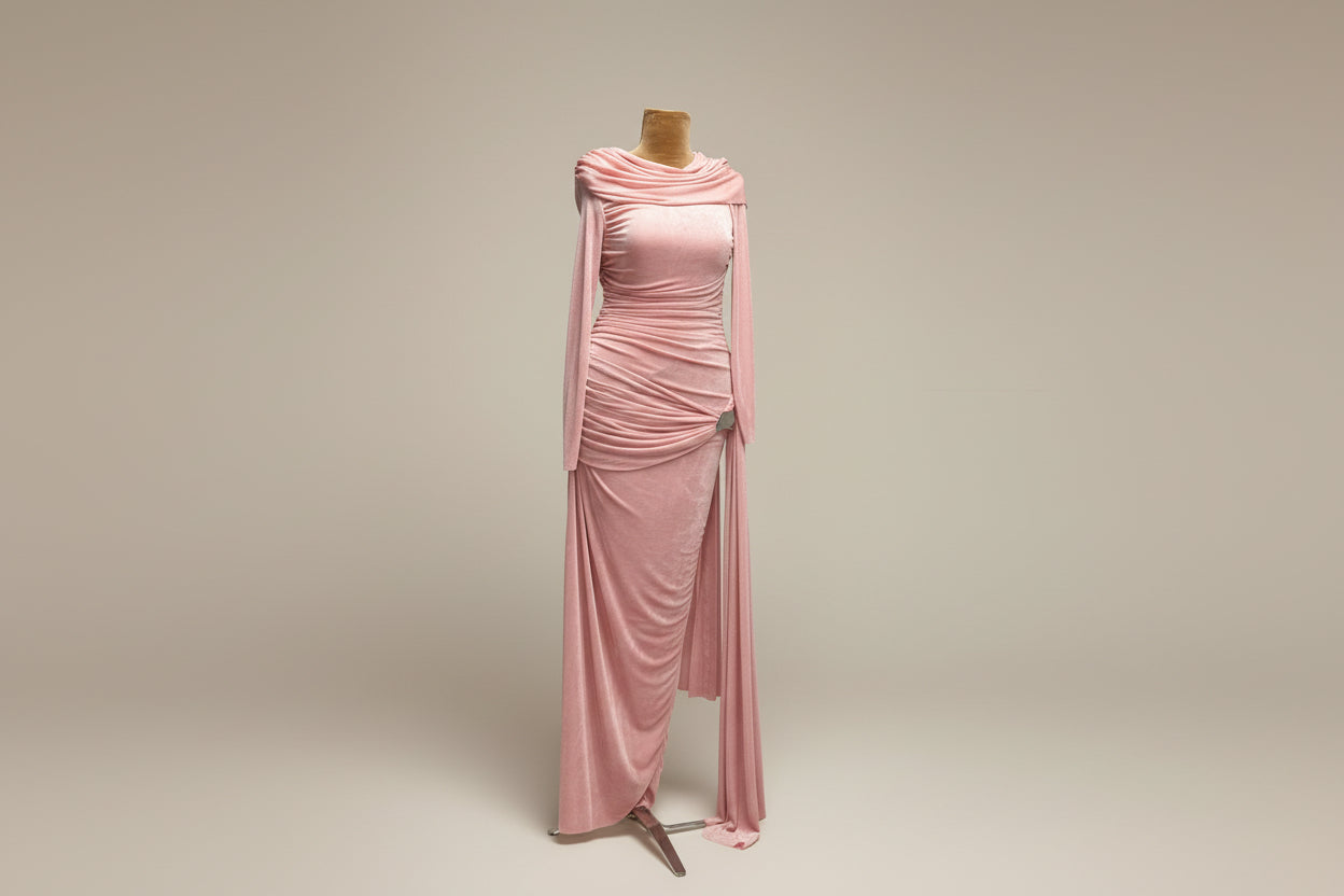DRAPE DRESS PINK BLUSH