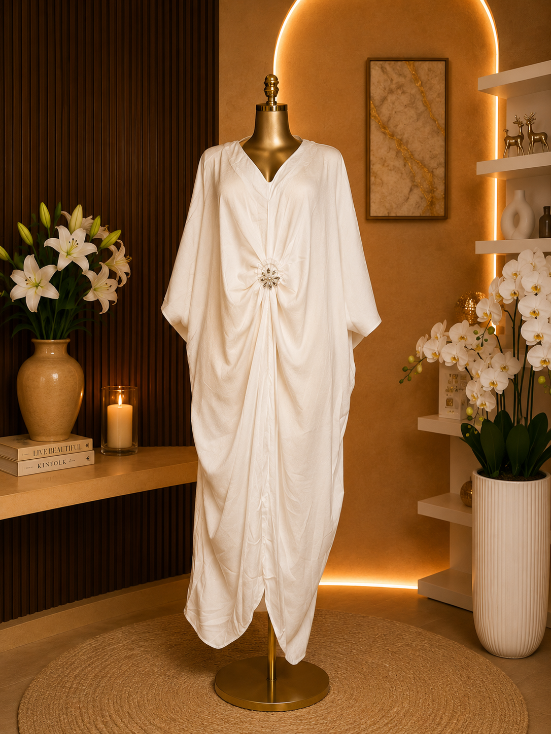 ELEGANT DRAPED KAFTAN DRESS