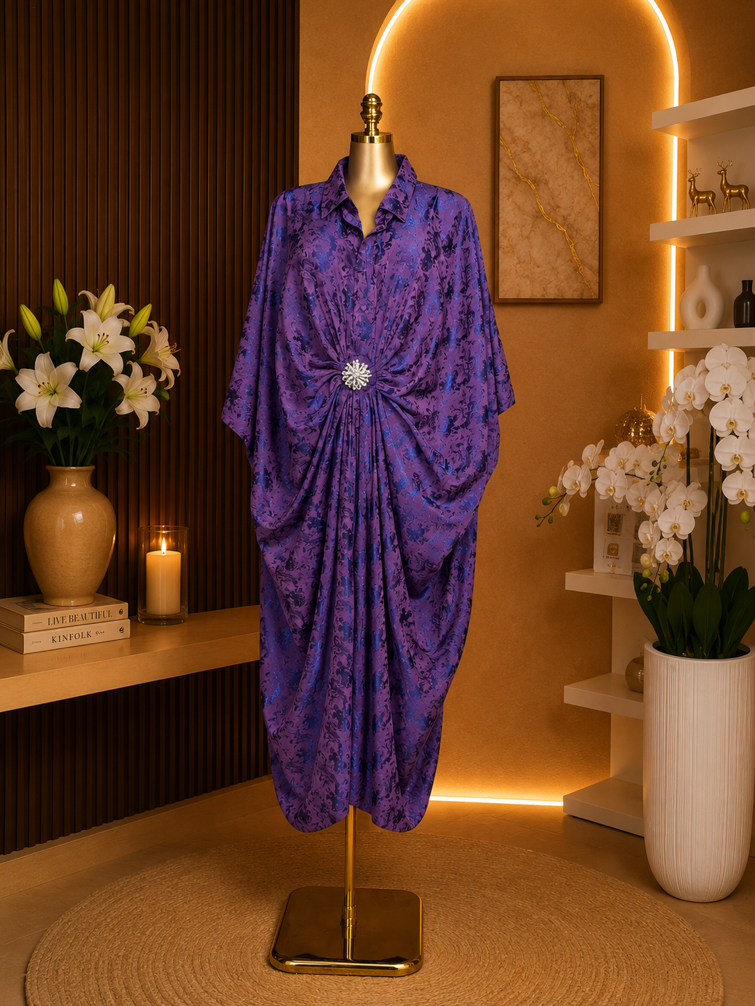 LUXE DRAPED PRINT KAFTAN